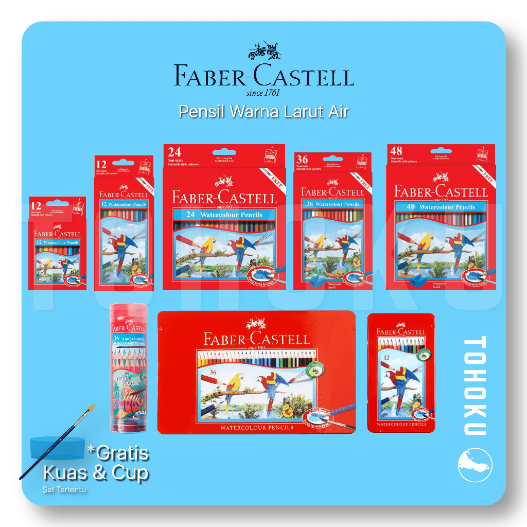 Pensil Warna Faber Castell Watercolour Tin Case / Kotak Kaleng - Packing  Aman