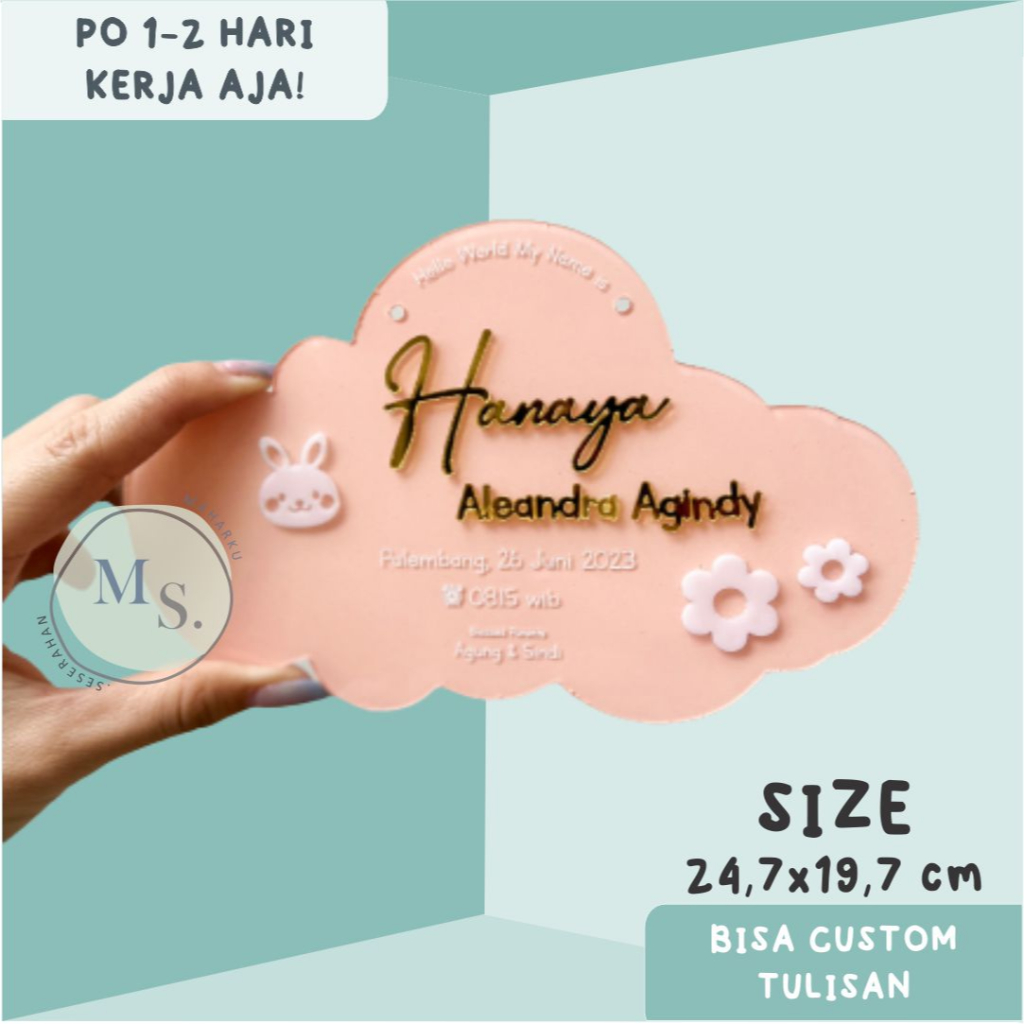 Jual Hospital Board Awan Letter Board Set Papan Nama Bayi Newborn