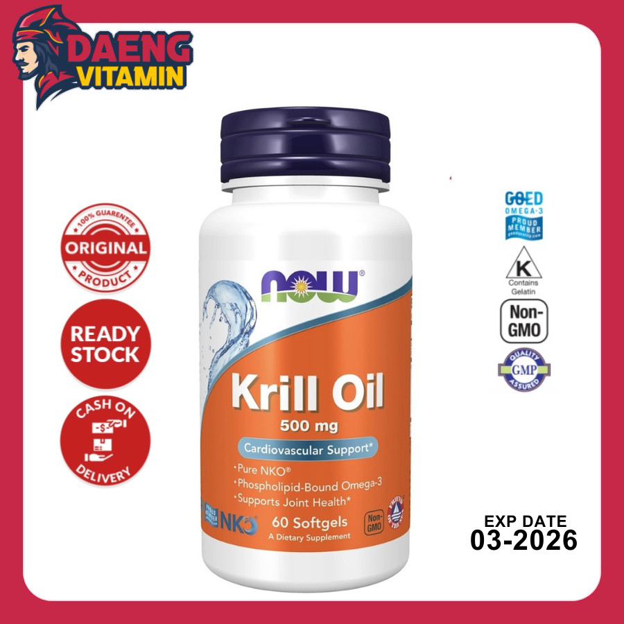 Jual NOW FOODS Suplemen Vitamin Neptune Krill Oil 500 mg 60 Softgels ...