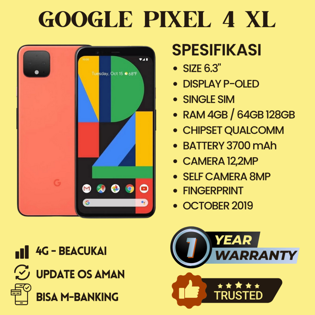 Jual FREE CHARGER GOOGLE PIXEL 4 XL 64GB LIKE NEW NO MINUS SPEK