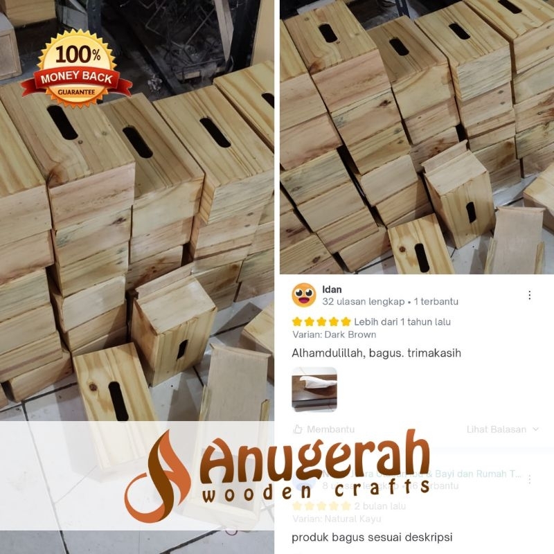 Jual Kotak Tisu Kayu Minimalis Wooden Tissue Box Wadah Tempat Tisu Unik Kayu Jati Belanda 