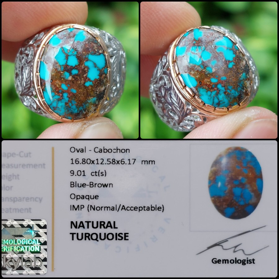 Jual Cincin Batu Akik Asli Pirus Persia Natural Turquoise Blue Persian