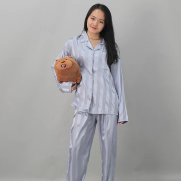 YX Laurencia Piyama Satin Powysuit Baju Tidur Wanita Dewasa Lengan Panjang Celana Panjang