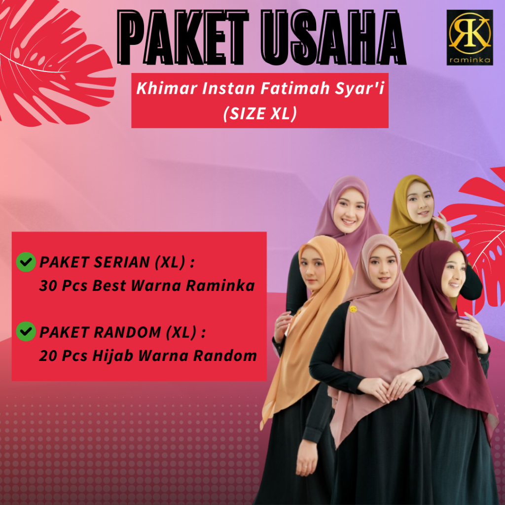 Jual PAKET USAHA Khimar Hijab Fatimah Zipper Instan Syari Size XL ...