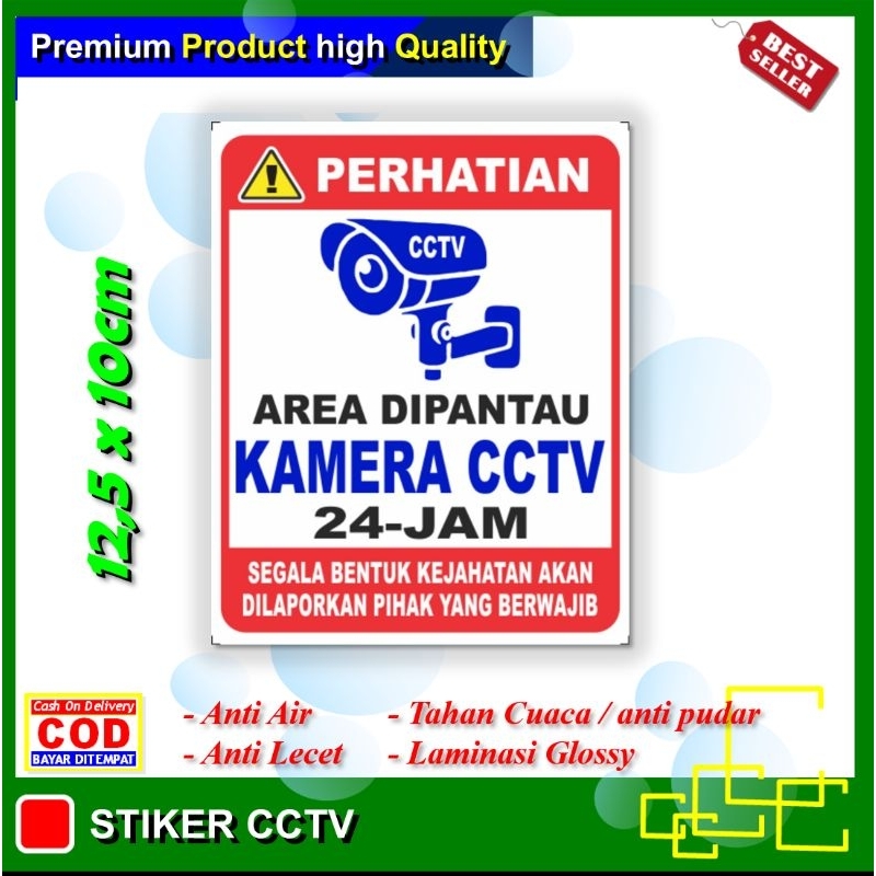 Jual Stiker new CCTV sticker area ini diawasi oleh CCTV awas hati hati
