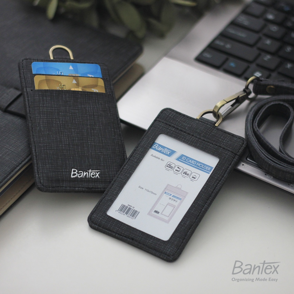 Jual Bantex Leather Name Tag ID Card Holder Black 8869 10 Kulit ...