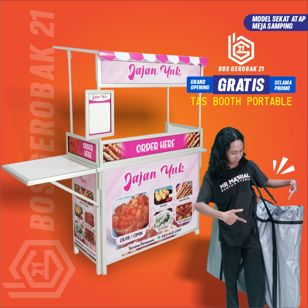 Jual Booth Portable Model Sekat Atap Meja Samping Gerobak Lipat Meja Jualan Kekinian Shopee