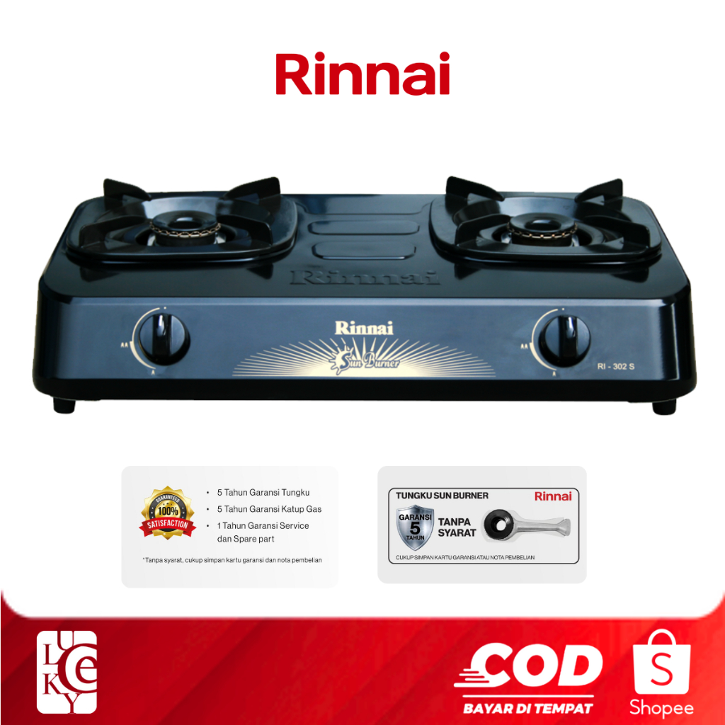 Jual Kompor Gas Rinnai 2 Tungku RI 202S 302s 522s 522c 522e Plus Selang ...