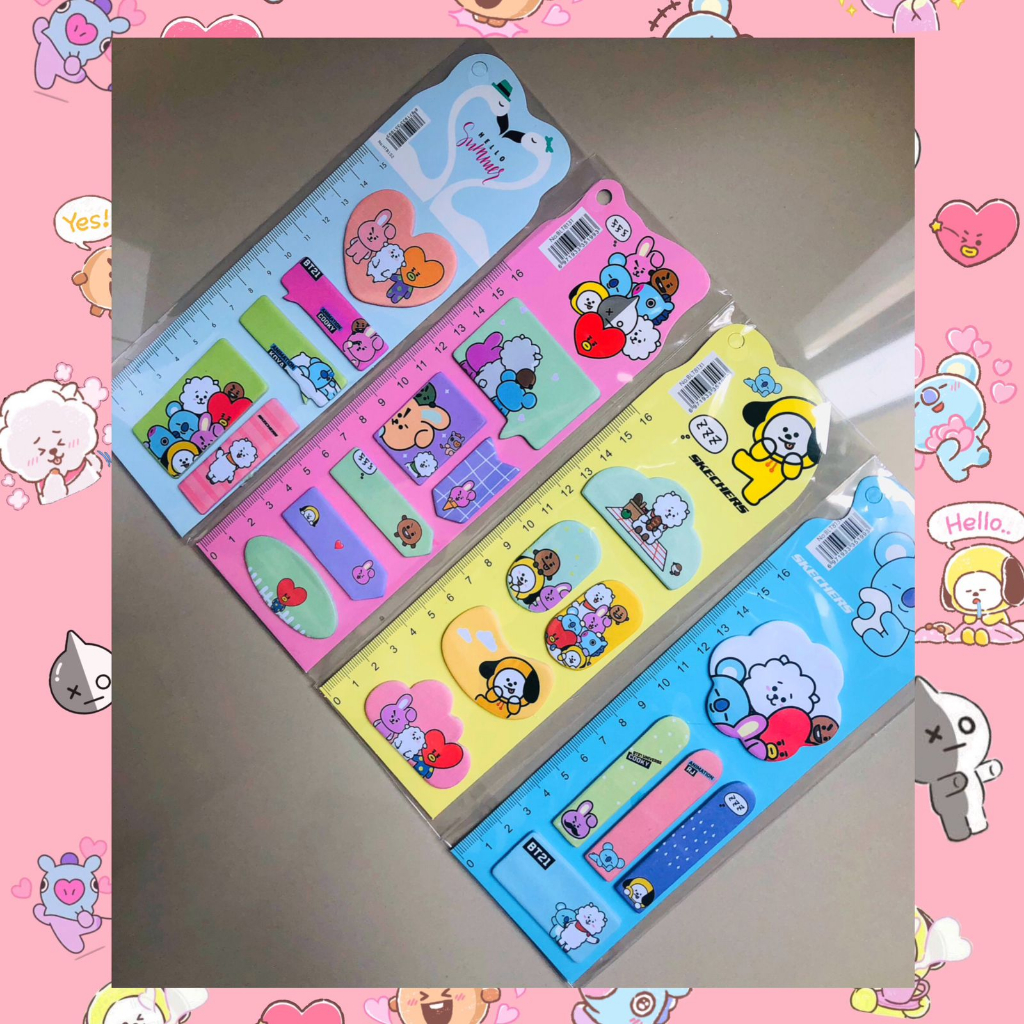 Jual Sticky Notes Memo Ruler UNICORN/ BT21 Label Penanda Pembatas ...