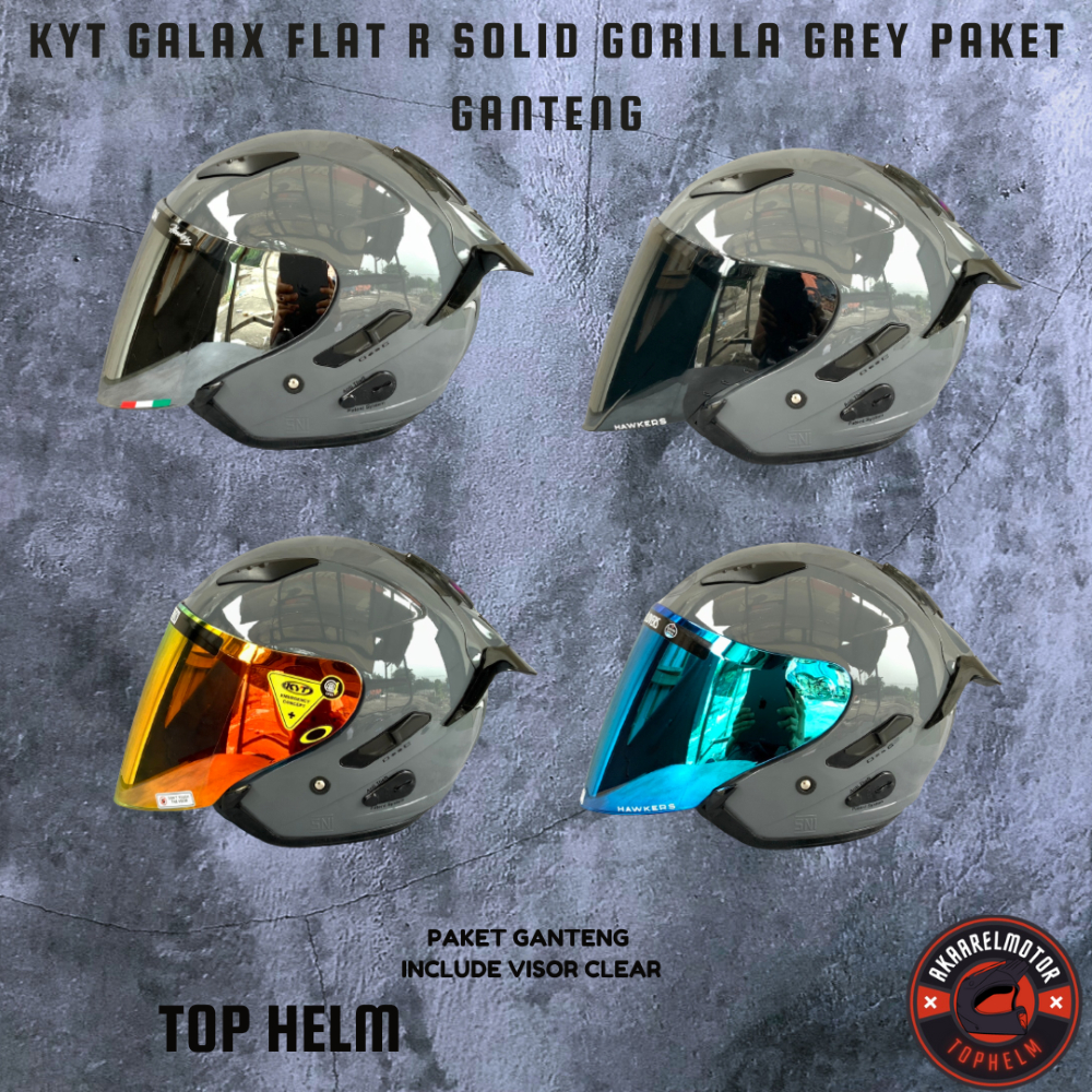 Jual HELM KYT GALAXY FLAT R SOLID GORILLA GREY HALF FACE PAKET GANTENG