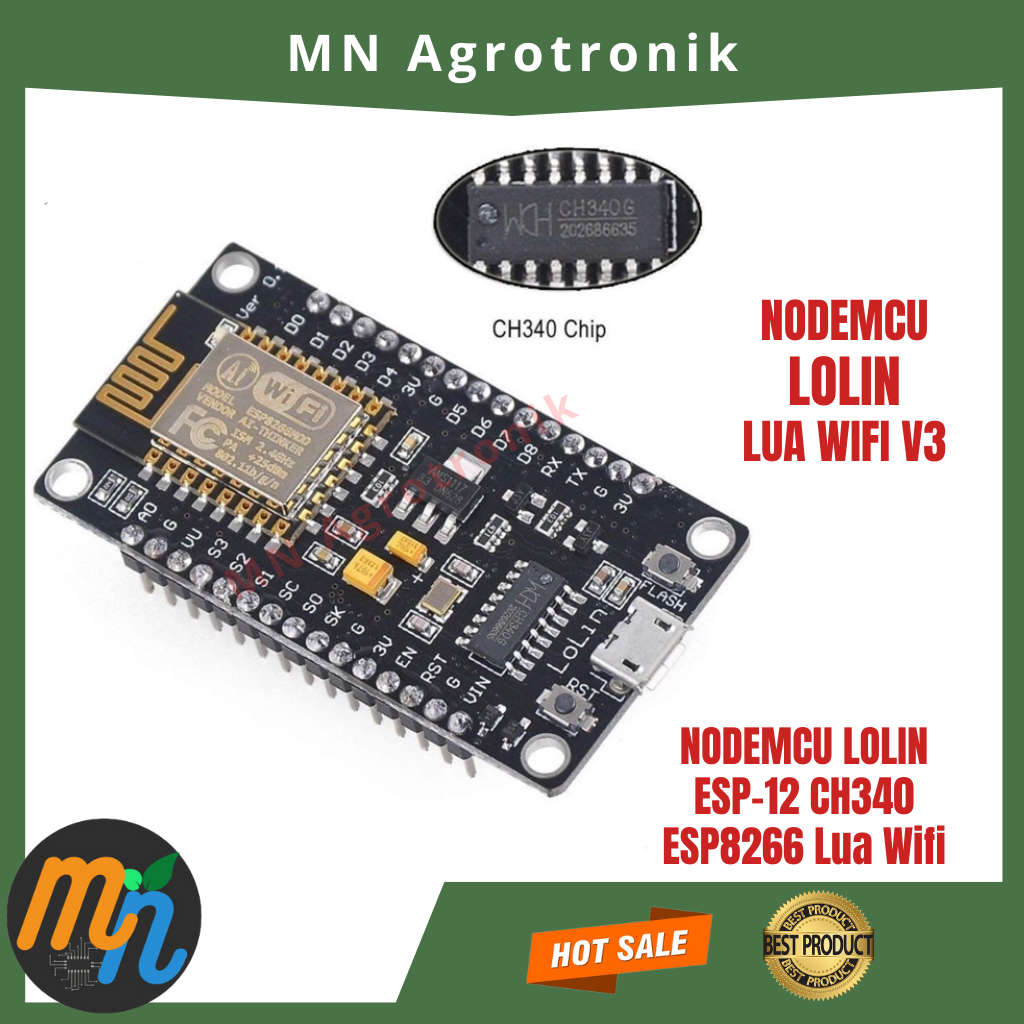 Jual NODEMCU LUA WIFI V3 4MB CH340 FLASH ESP8266 ESP12 | Shopee Indonesia