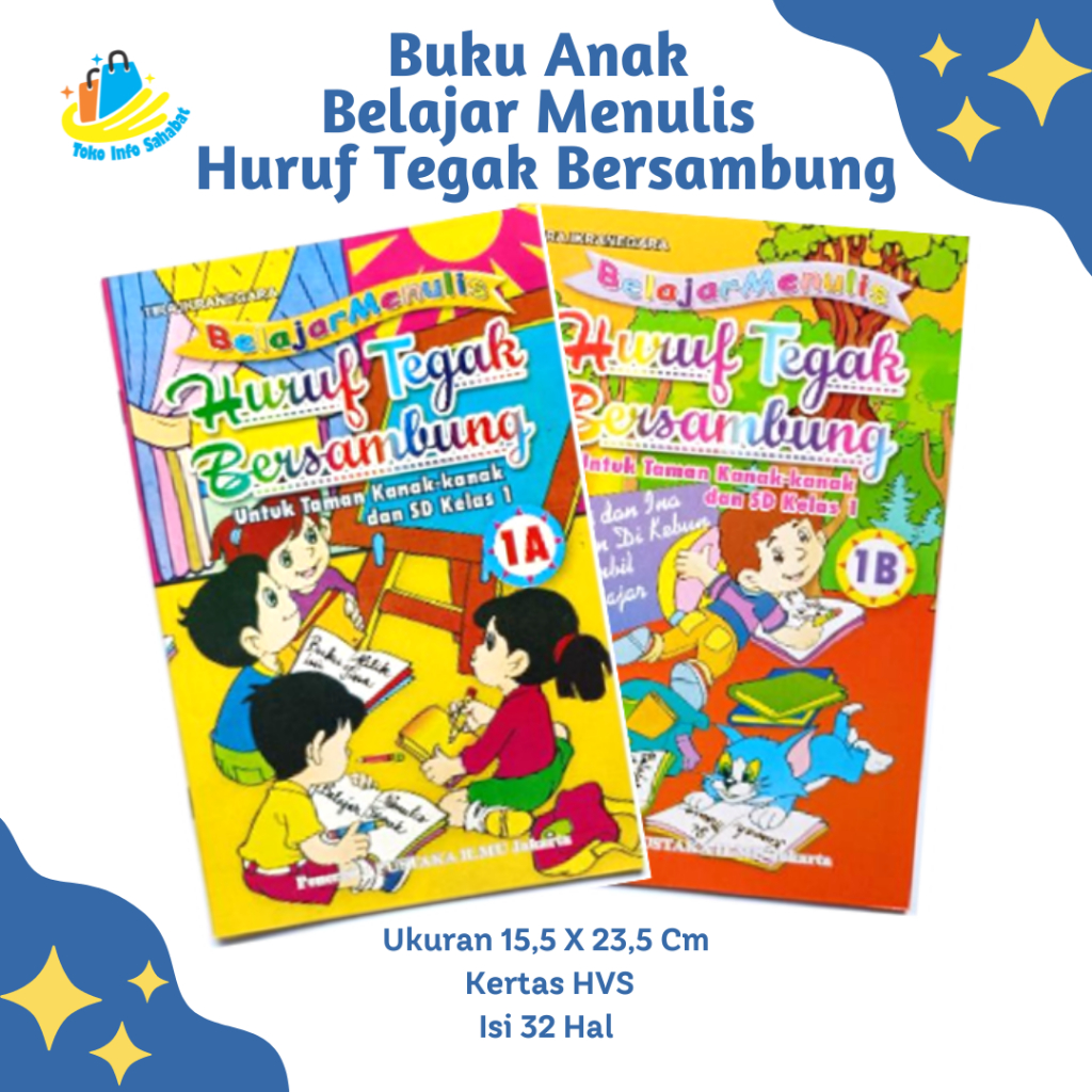 Jual Paket 2 Buku Belajar Menulis Huruf Tegak Bersambung Huruf Latin 1A ...