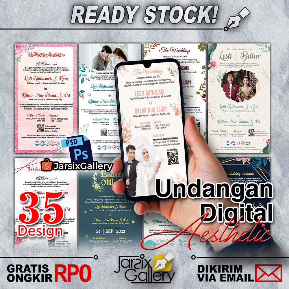 Jual [JarsixGallery] 35 Template Desain Undangan Digital Aesthetic PSD