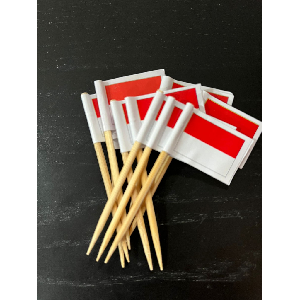 Jual 50 pc Topper bendera INDONESIA/ Merah putih 2 sisi Hiasan cake ...