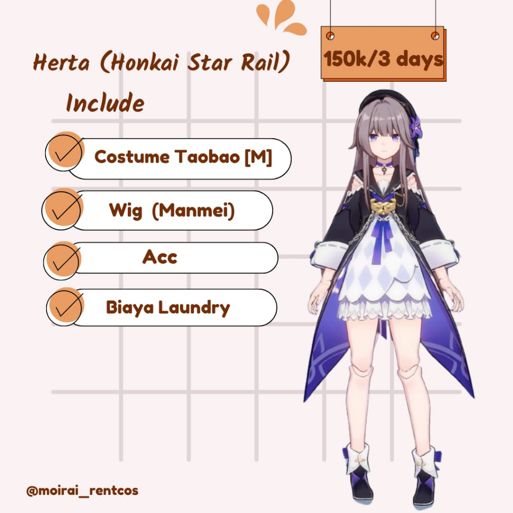 Jual RENTAL COSTUME COSPLAY HERTA HONKAI STAR RAIL (HSR) Shopee Indonesia