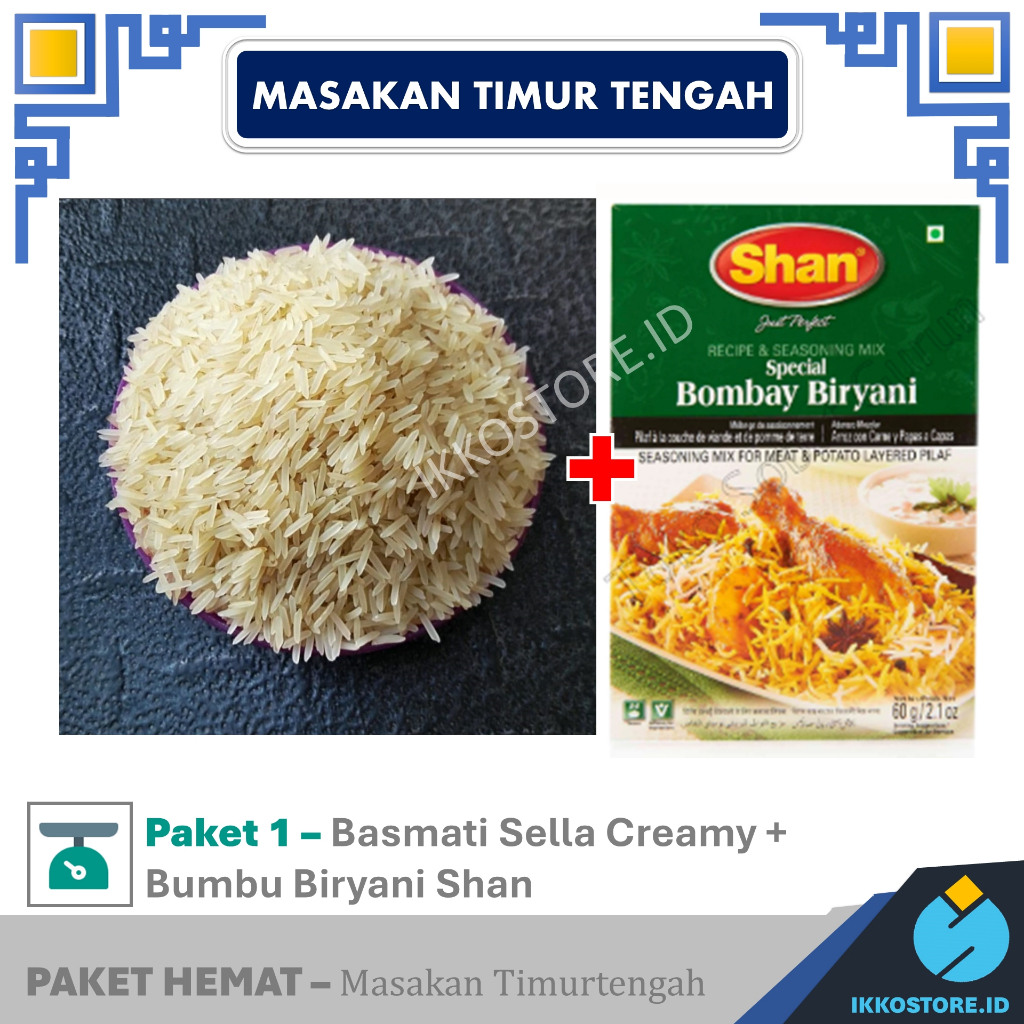 Jual PAKET BERAS BASMATI 1KG & BUMBU BIRYANI PAKET BERAS BASMATI KEBULI