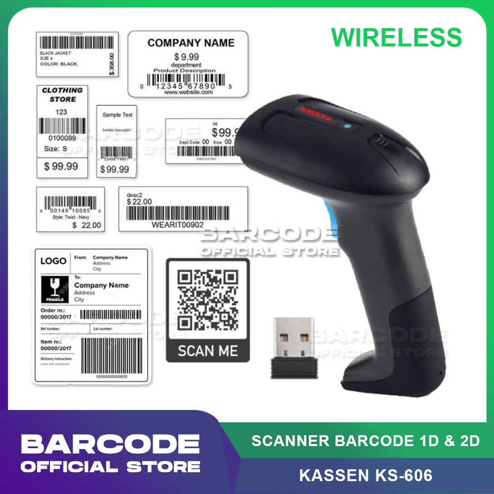 Jual Kassen KS-606 Wireless Scanner Barcode 2D with Dongle USB | Shopee ...