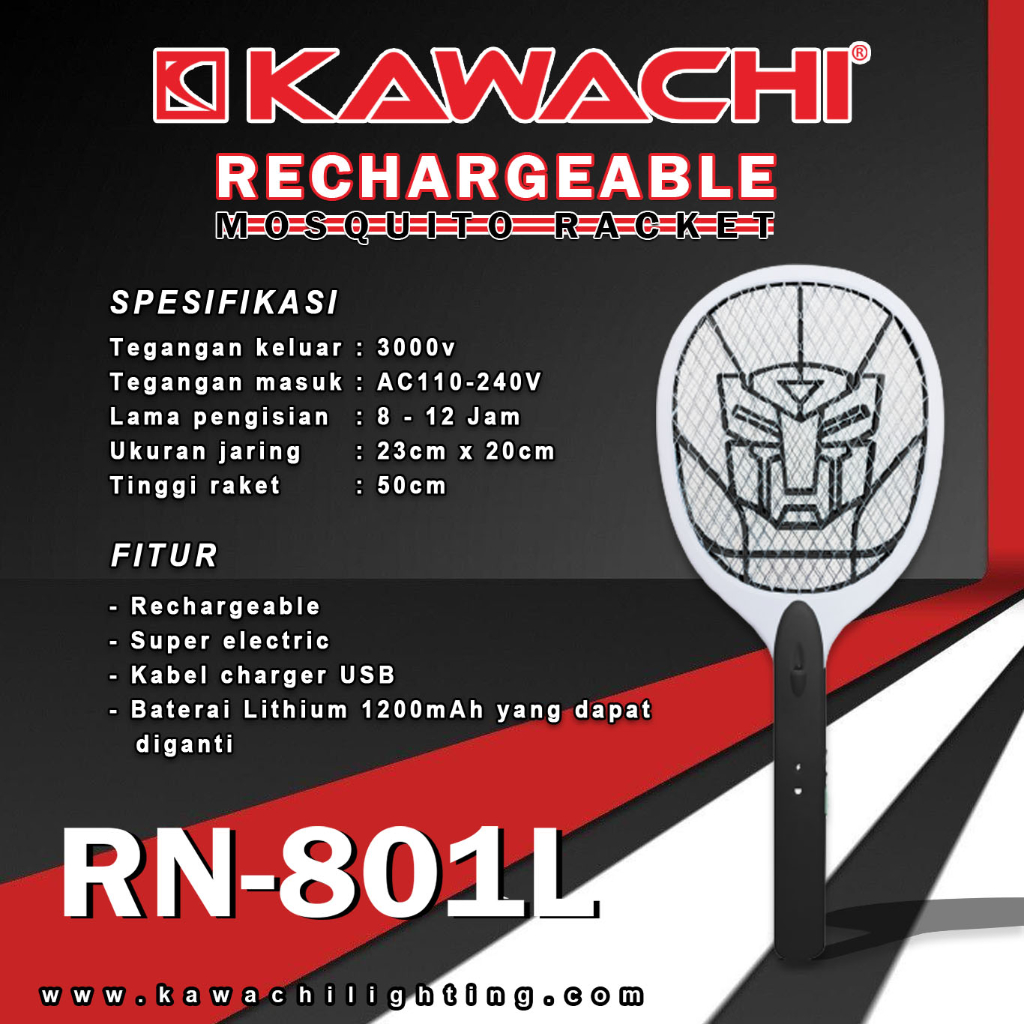 Jual Kawachi Raket Nyamuk Plus Senter & Baterai Lithium Yang Bisa Di ...