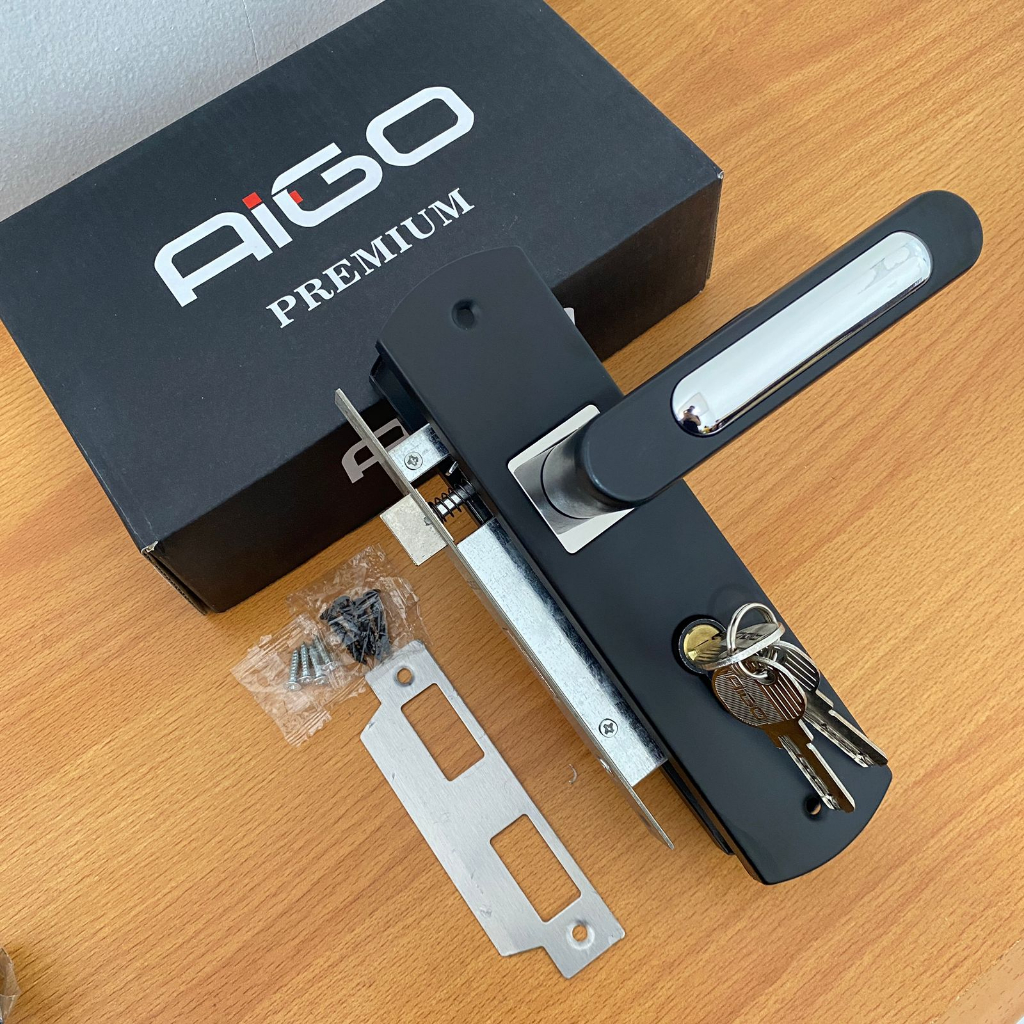 Jual KUNCI PINTU RUMAH / HANDLE PINTU TANGGUNG 20CM HITAM DOFF