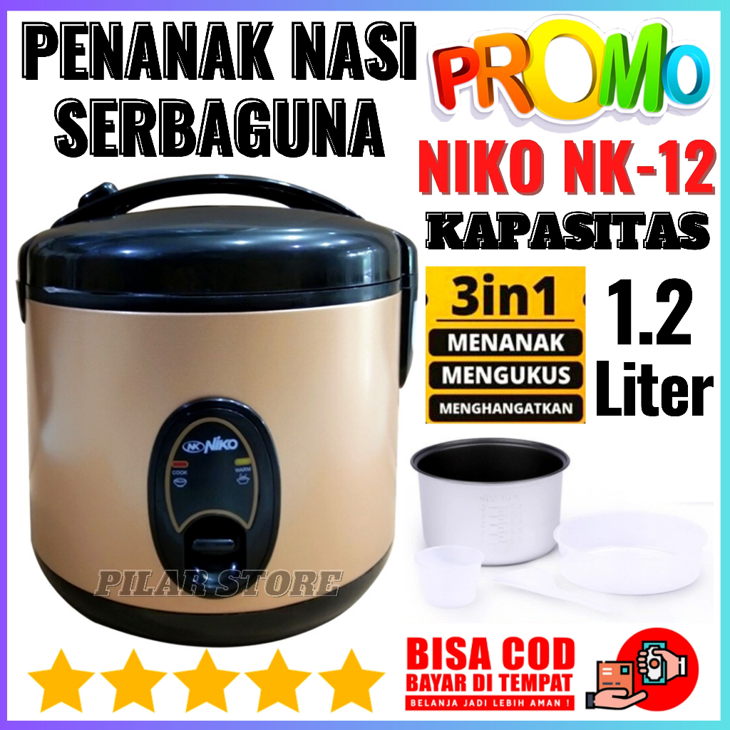 Jual Bergaransi Penanak Nasi Magic Com Niko NK 12 BG Kapasitas 1,2
