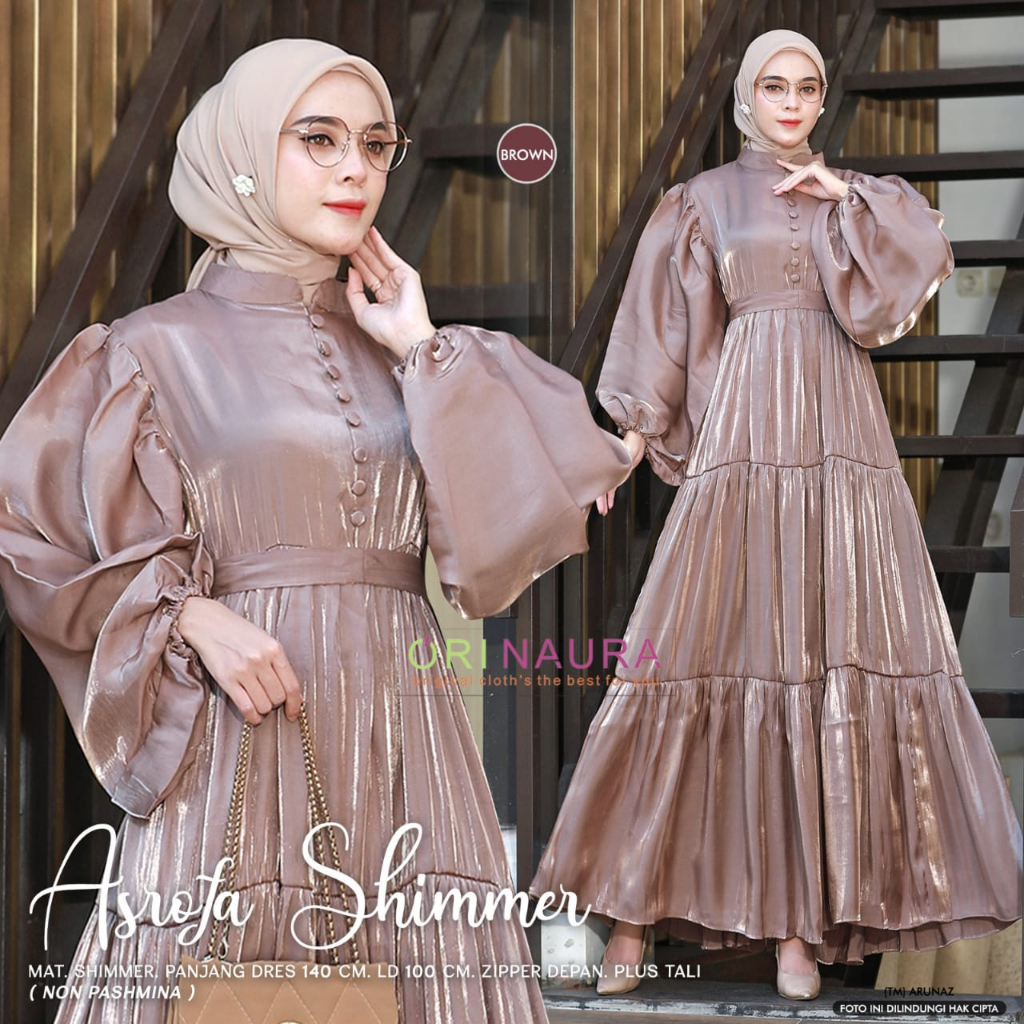 Jual Asrofa Shimmer Dress Gamis Muslim bahan Shimer Silk Premium ...