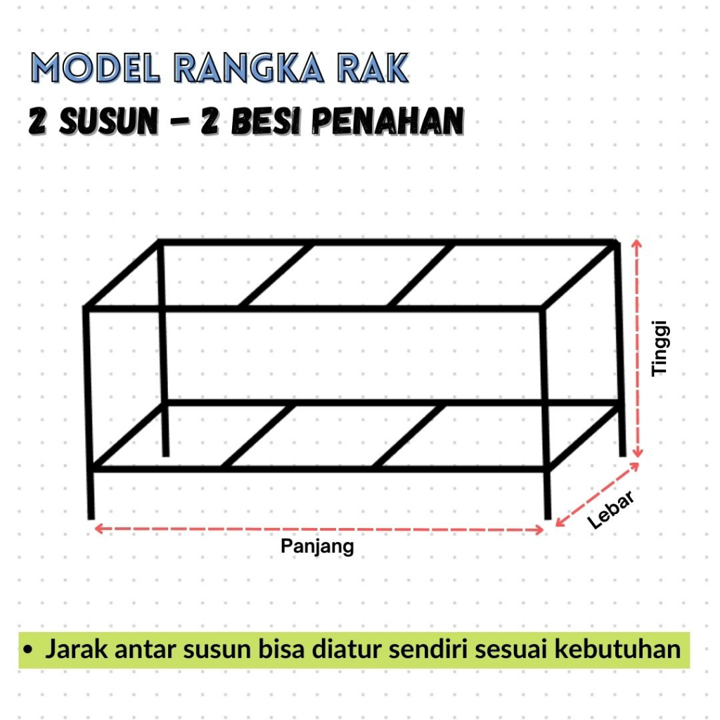 Jual RAK SUSUN P100 L50 (cm) 2 TINGKAT RAK BESI SIKU LUBANG SERBAGUNA ...
