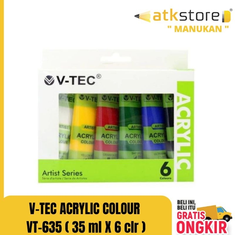 Jual V Tec Cat Akrilik Acrylic Colour Vt 635 35 Ml Isi 6 Set Warna