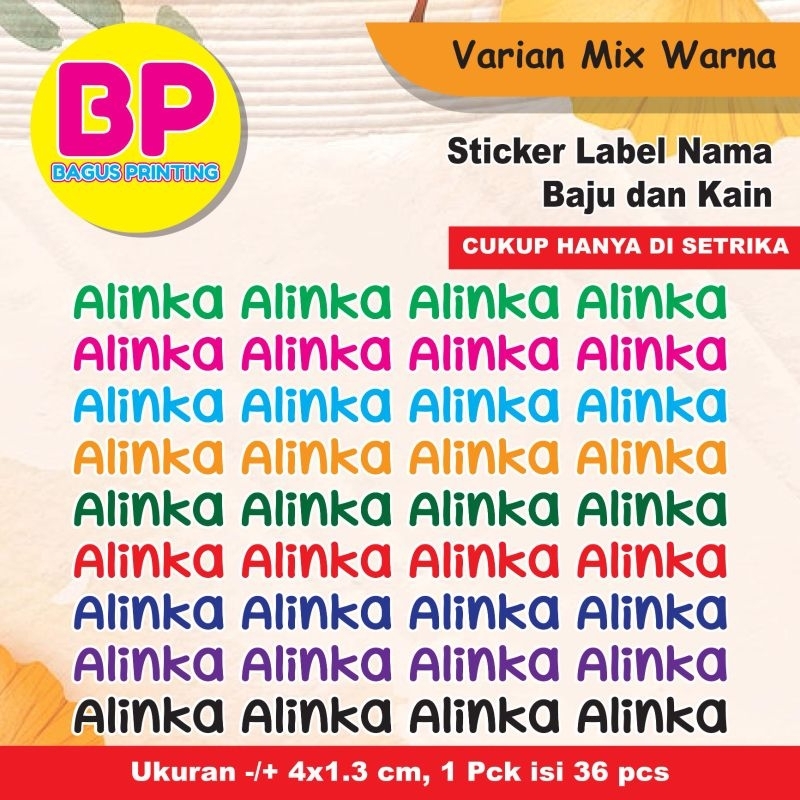 Jual Sticker Label Nama Baju Kaos Sablon Sticker Iron Custom (Per Pack ...