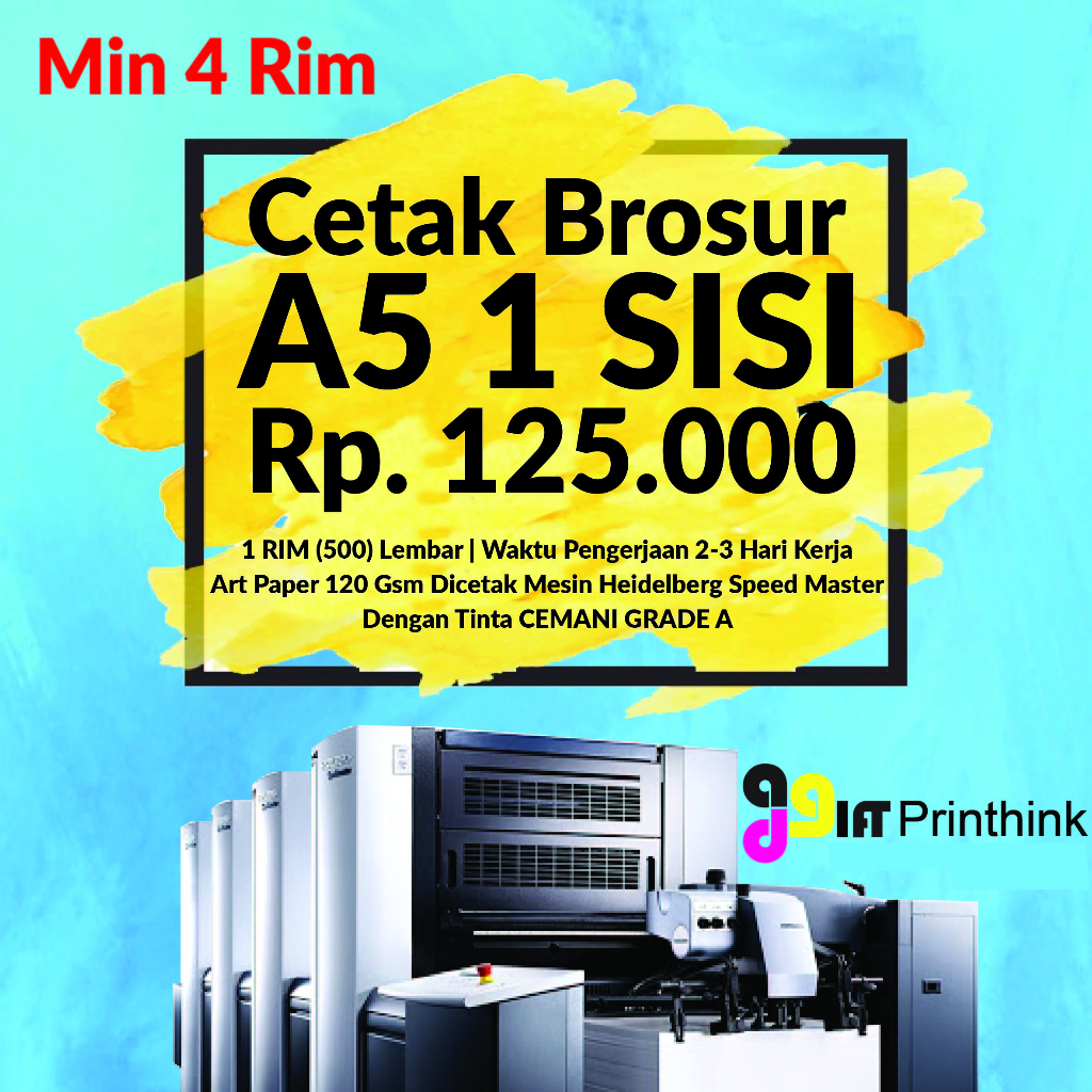 Jual Cetak Brosur A5 (1 Sisi) MIN 4 Rim | Art Paper 120 Gr TERMURAH ...