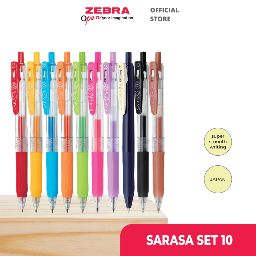 Jual ZEBRA Sarasa Paket Alat Tulis Set 10 Pulpen Gel 0.5-1mm Gel Pen ...