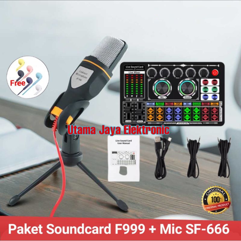 Jual Paket Premium Mic SF666 Soundcard F999 Full Set Condenser Live ...