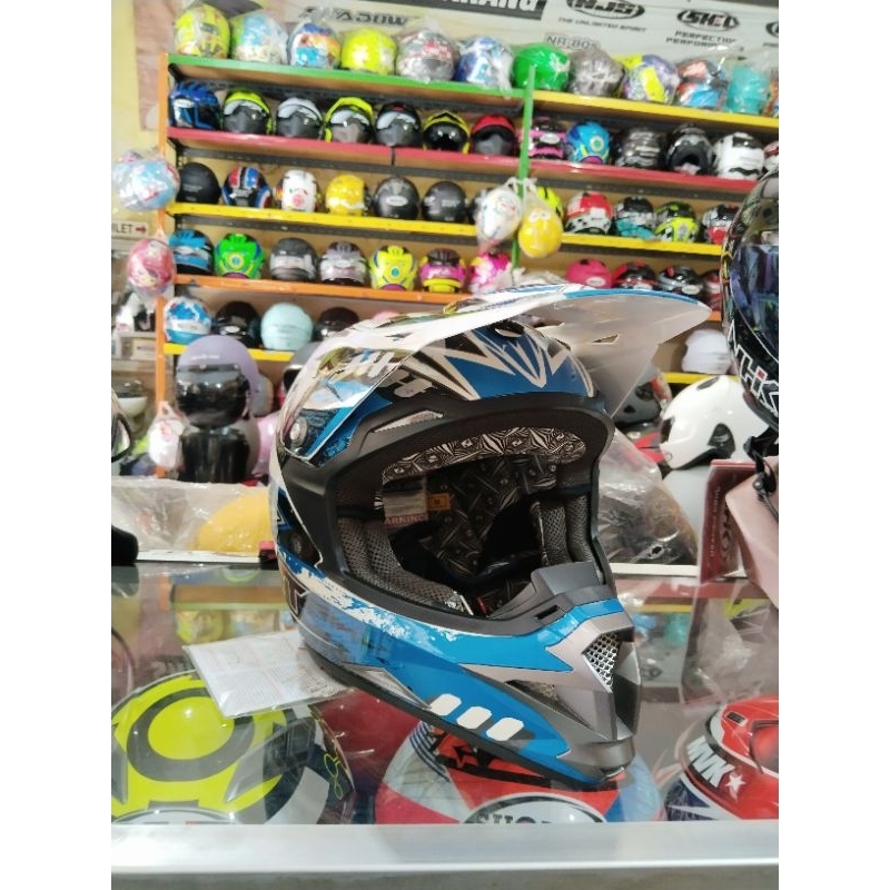 Jual HELM KYT CROSS OVER DIAMOND WHITE PEARL BLUE Shopee Indonesia