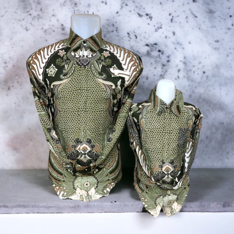 Jual SAGE BARU,Batik Couple ayah dan anak lengan panjang lapisan furing
