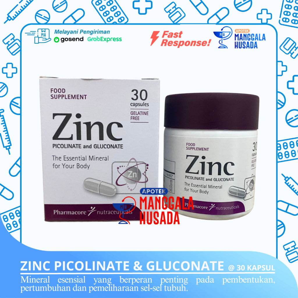 Jual ZINC PICOLINATE & GLUCONATE PHARMACORE 30 KAPSUL Shopee Indonesia