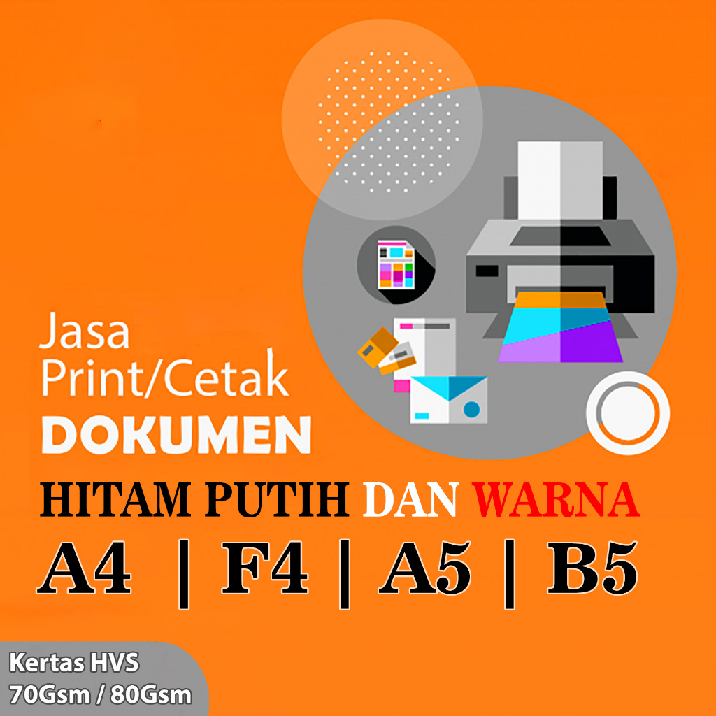 Jual Jasa Print Warna / Hitam Putih / Cetak Dokumen HVS A4 F4 A5 B5