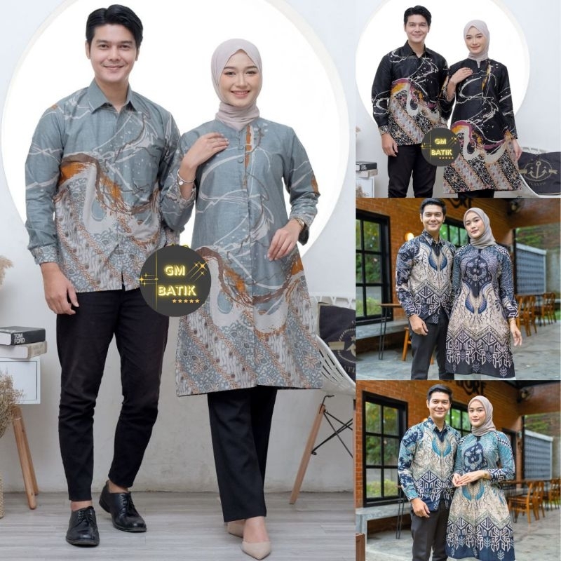 Jual Batik Couple (GMBATIK) - Baju Batik Couple Modern Tunik Kancing ...