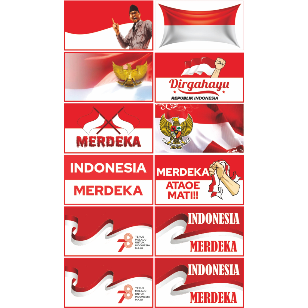 Jual 12pcs Sticker Pipi Hut Ri Bendera Merah Putih Stiker