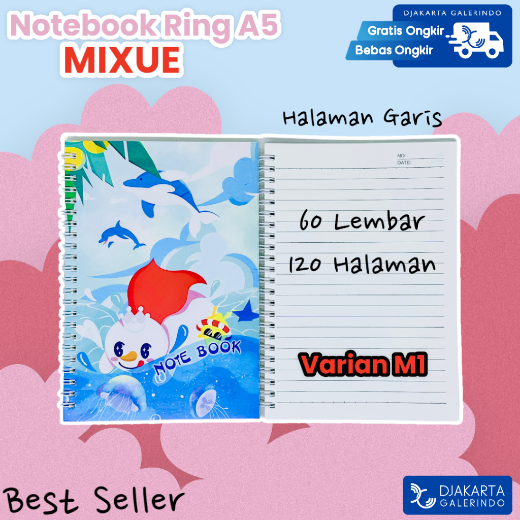 Jual Buku Tulis MIXUE Ring A5 isi 60 lembar Premium kertas garis lurus ...