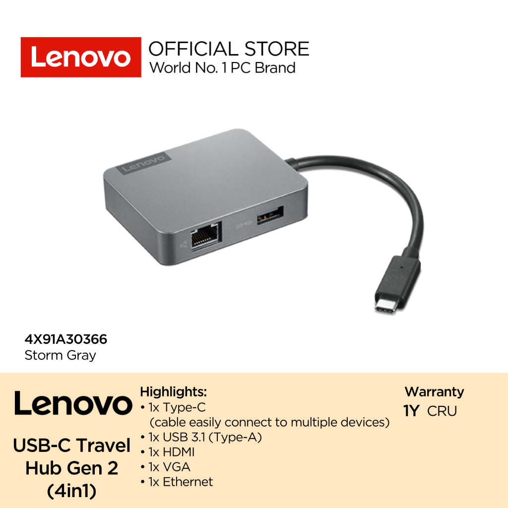Lenovo USB-C トラベルハブ Gen2（Original Lenovo USB-C Travel