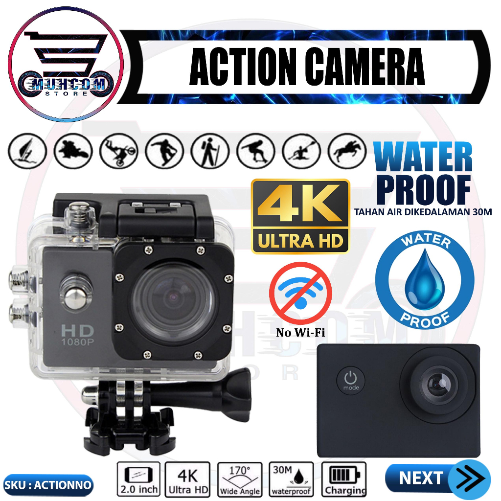 New SpyCam Camera Sportcam Non Wifi Kogan Ultra HD DV 1080P 4K H 264 Full  HD LCD SCREEN 30M Water Resistant Murah Kamera Aksi Olah Raga Mini