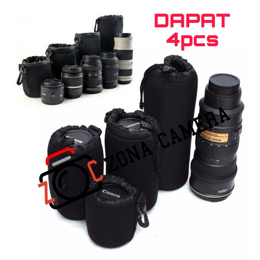 Jual Tas Lensa 4pcs Fix Standart ZOOM TELE Pouch Soft Case Lens Bag ...
