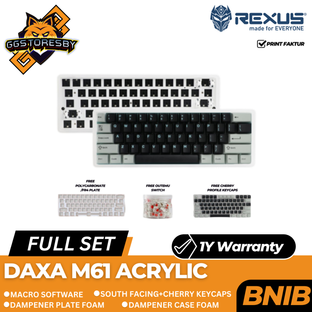 Jual Rexus Daxa M61 Barebone Acrylic Mechanical Gaming Keyboard ...