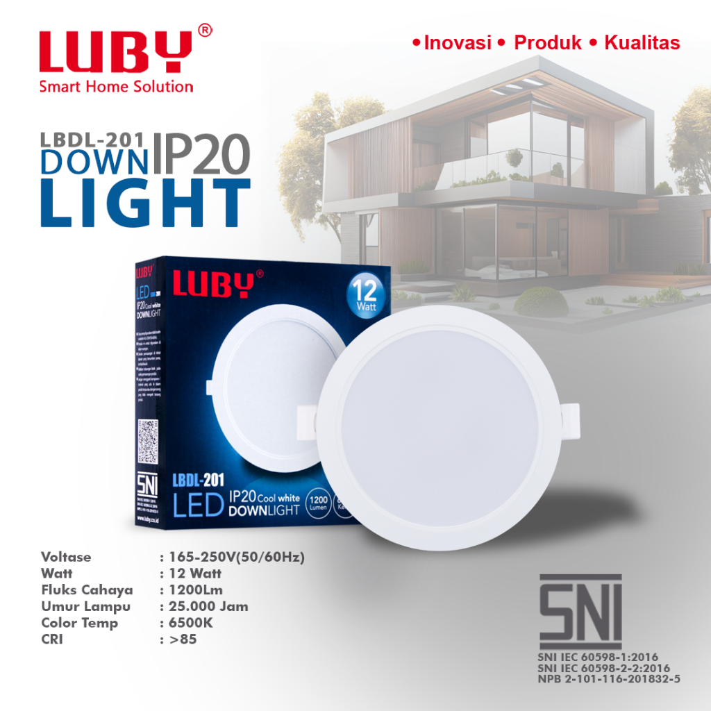 Jual LUBY LED Lampu Downlight INBOW Bulat 12 Watt Cahaya Putih LBDL 201 ...