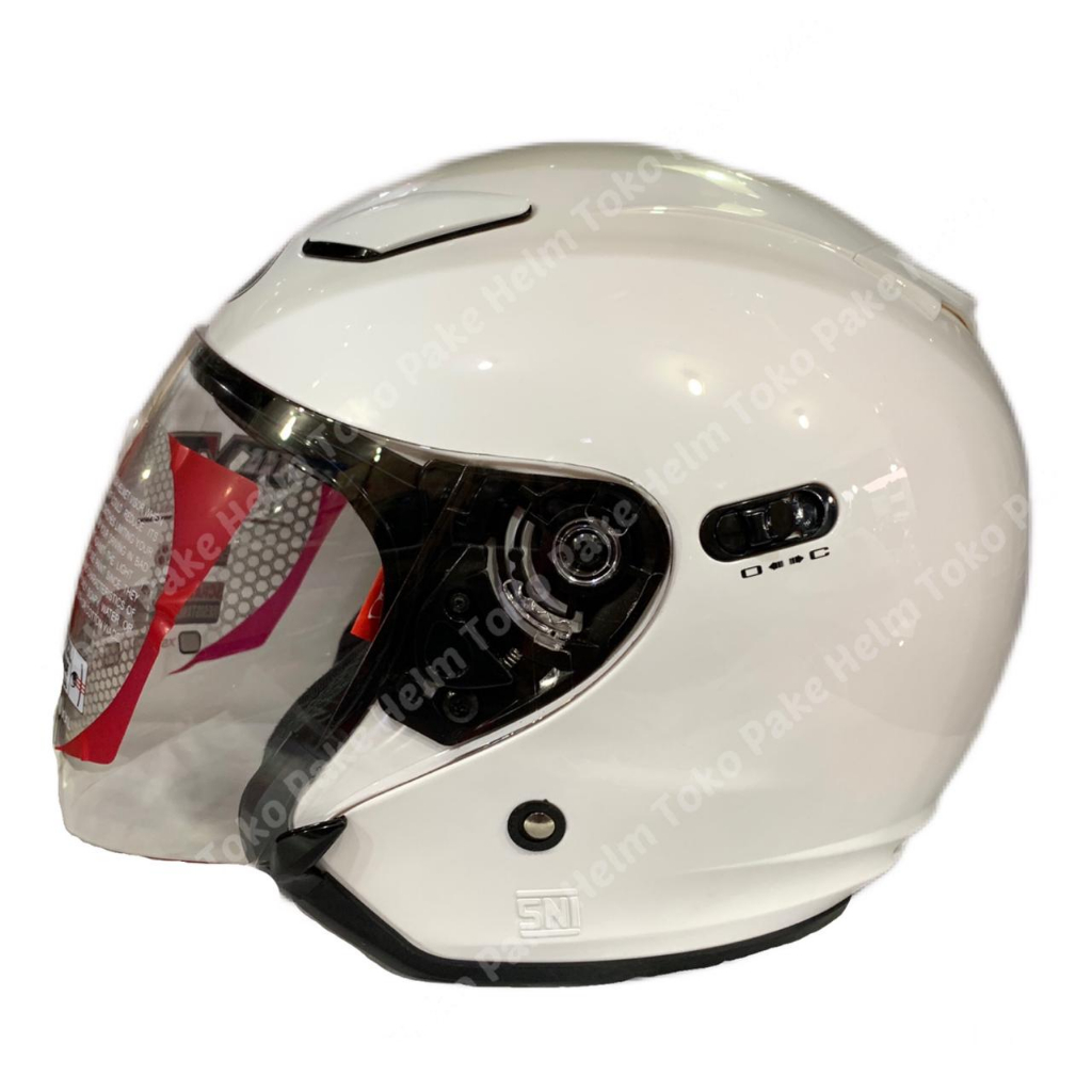 Jual Helm kyt half face dj maxi white putih double visor Shopee Indonesia