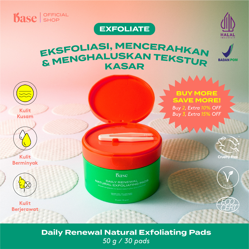 Jual BASE Daily Renewal Natural Exfoliating Pads Mengangkat Kotoran