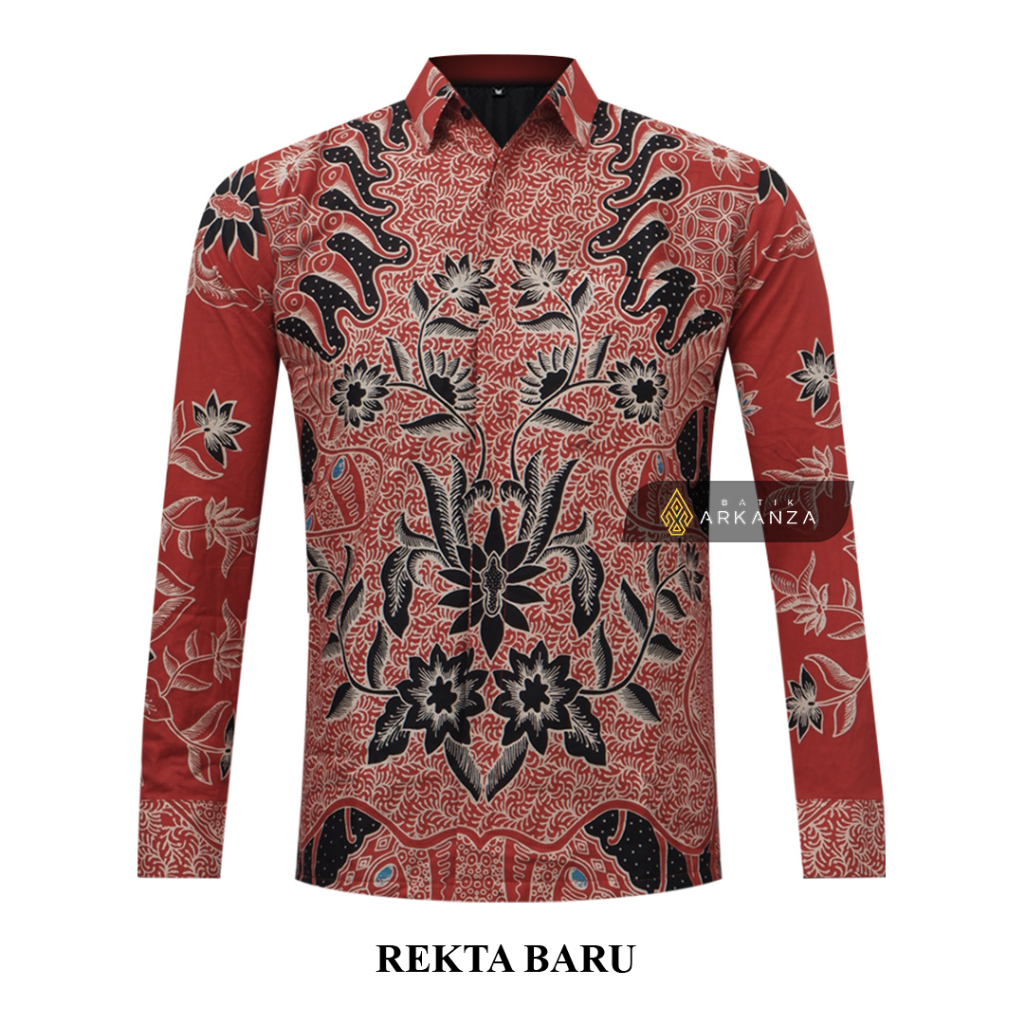 Jual BATIK ARKANZA Motif REKTA BARU Hem Atasan Kemeja Baju Batik Pria ...