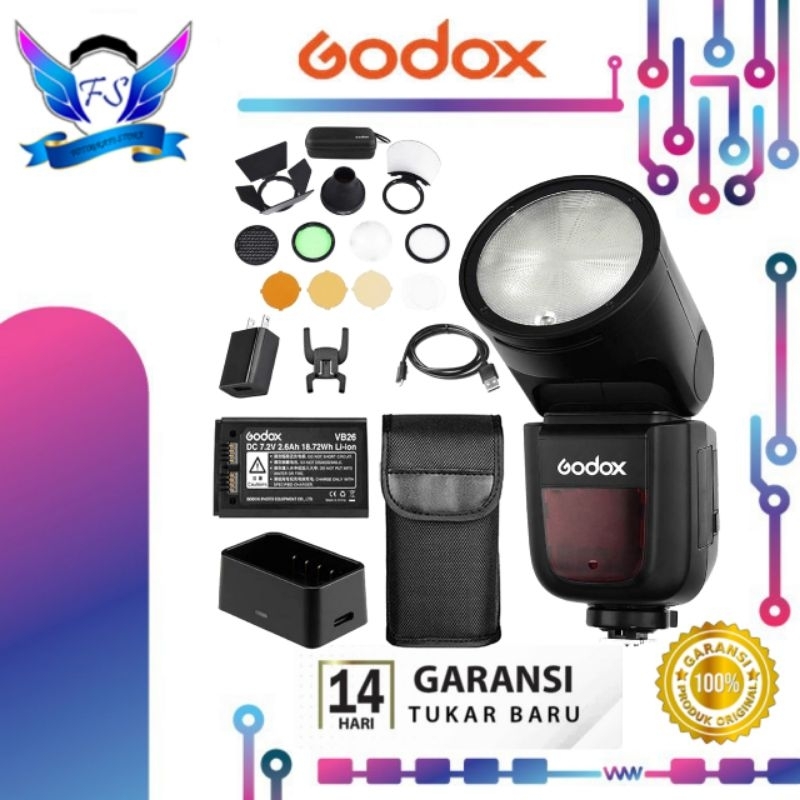 Jual Flash Godox V1 For Sony / V1 Fuji / V1 Nikon / V1 Canon Round Head ...