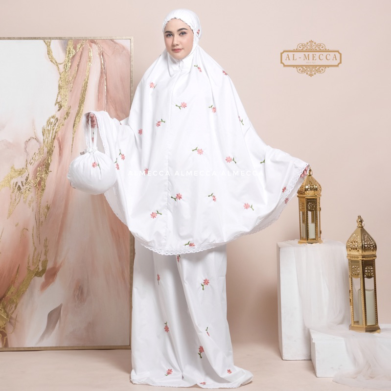 Jual Almecca Mukena Dewasa Traveling Katun Premium Bordir Full Tabur