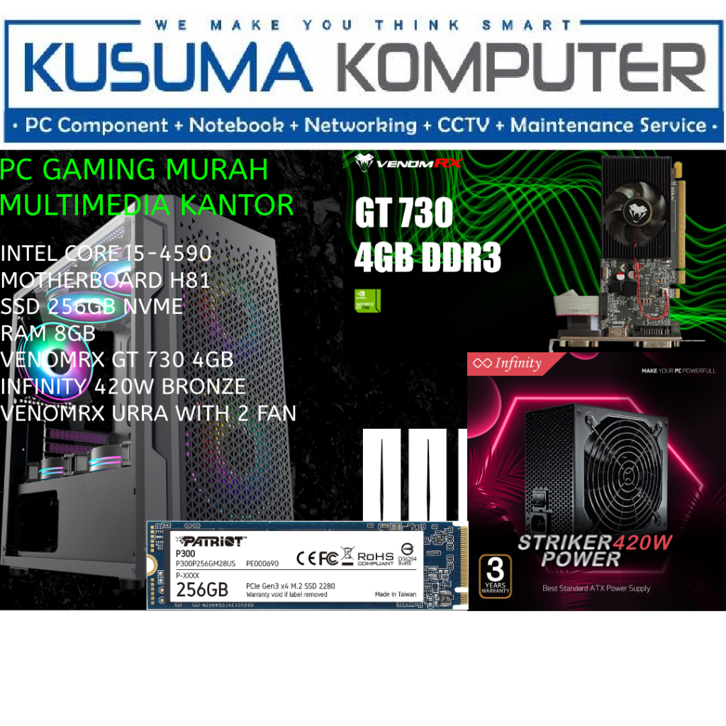 Jual PC Gaming Rakitan Intel Core I5 4590 VGA GT 730 4GB 256GB SSD