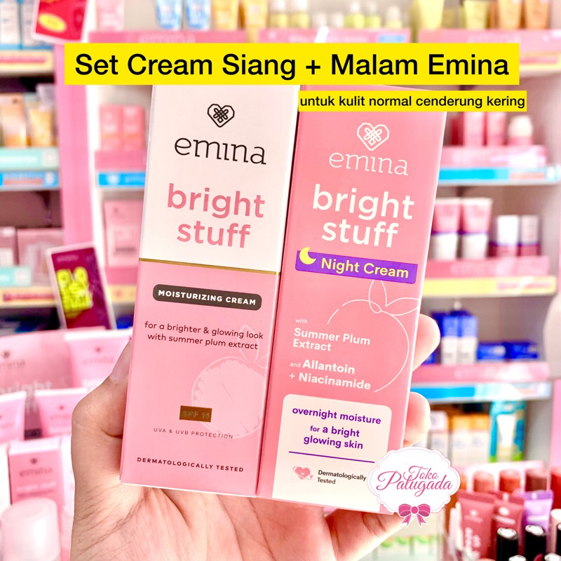 Jual [BISA COD] Emina Bright Stuff Set Cream Siang + Malam Krim Siang